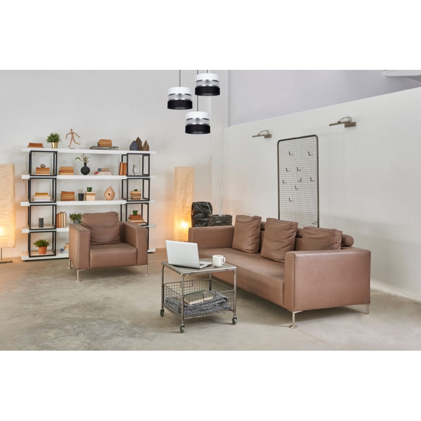 Chandelier on a string CORAL 3xE27/60W/230V black/white/matte chrome d. 45 cm