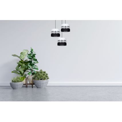 Chandelier on a string CORAL 3xE27/60W/230V black/white/matte chrome d. 45 cm