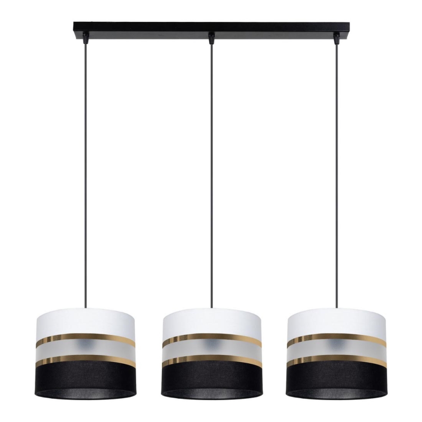 Chandelier on a string CORAL 3xE27/60W/230V black/white