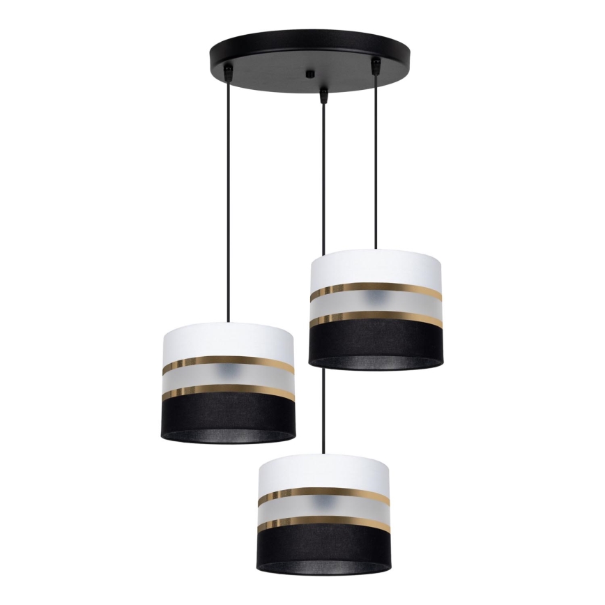 Chandelier on a string CORAL 3xE27/60W/230V black/white