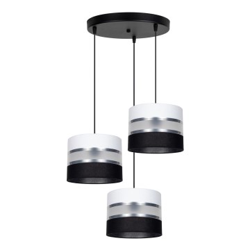 Chandelier on a string CORAL 3xE27/60W/230V black/white/matte chrome d. 45 cm