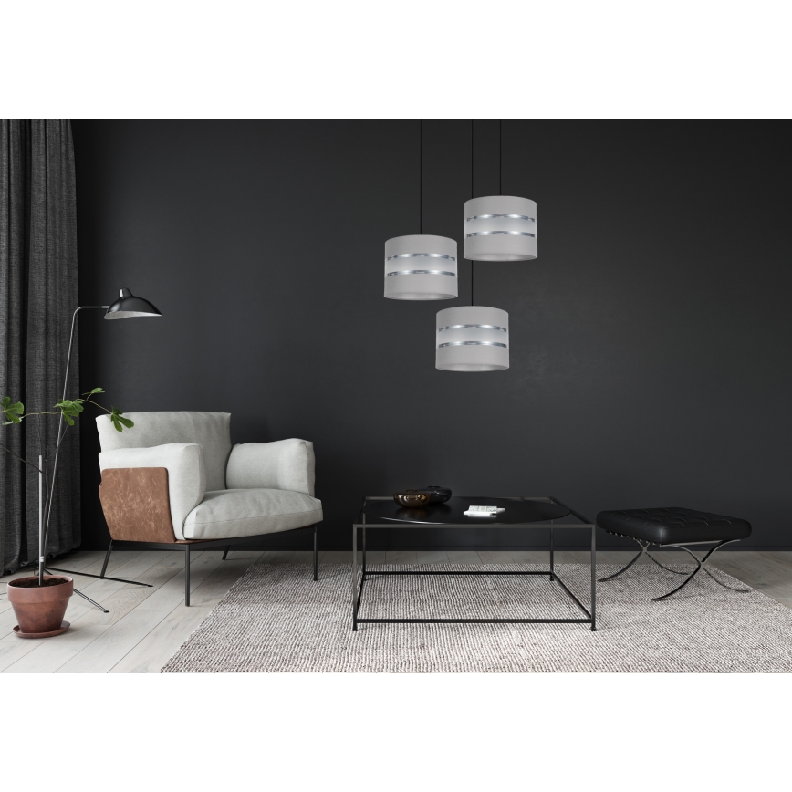 Chandelier on a string CORAL 3xE27/60W/230V grey