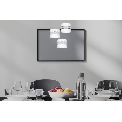 Chandelier on a string CORAL 3xE27/60W/230V white/matte chrome d. 45 cm