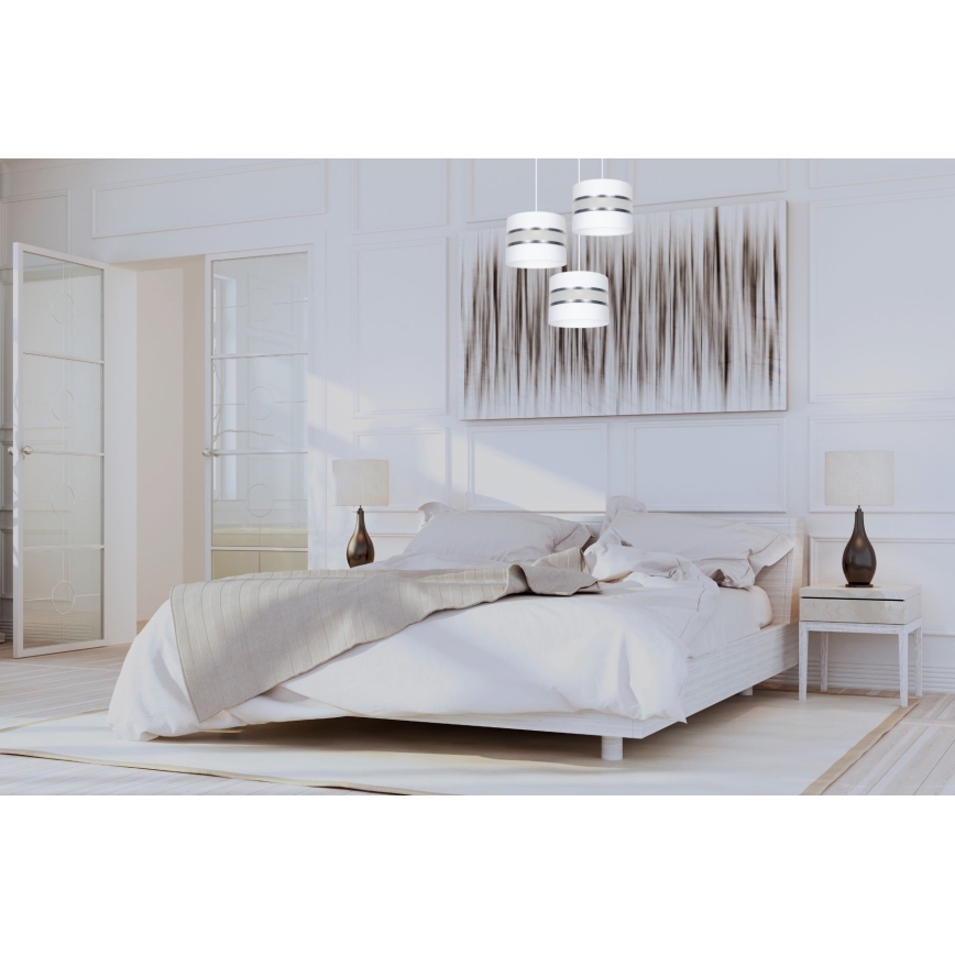 Chandelier on a string CORAL 3xE27/60W/230V white/matte chrome d. 45 cm