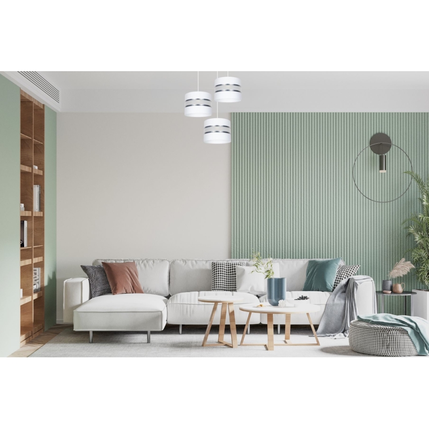 Chandelier on a string CORAL 3xE27/60W/230V white/matte chrome d. 45 cm
