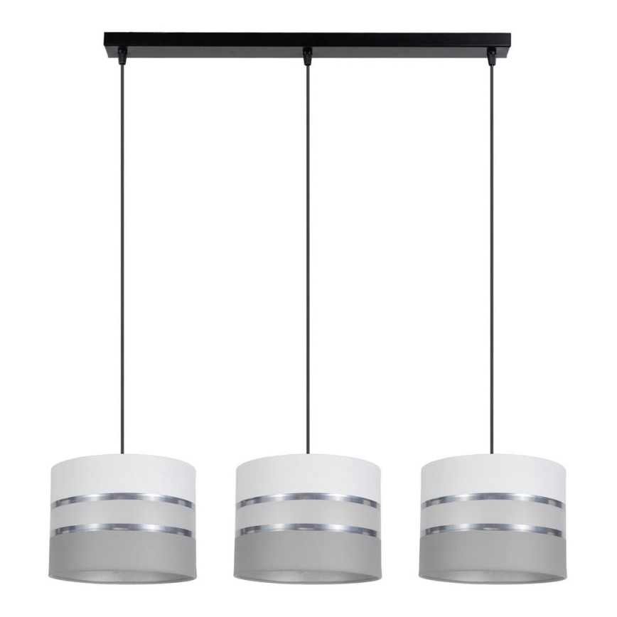 Chandelier on a string CORAL 3xE27/60W/230V white/grey