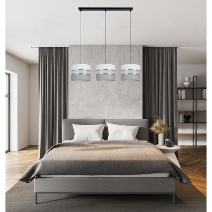 Chandelier on a string CORAL 3xE27/60W/230V white/grey