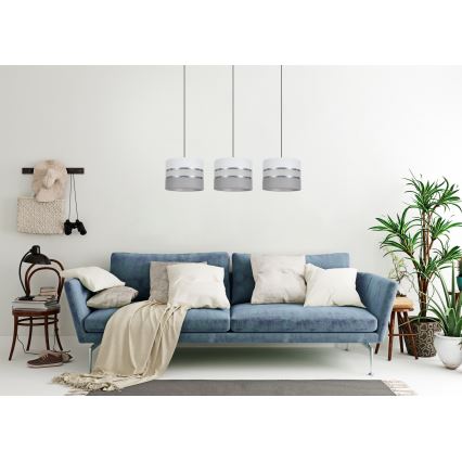 Chandelier on a string CORAL 3xE27/60W/230V white/grey
