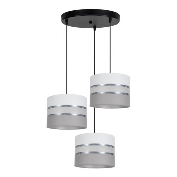Chandelier on a string CORAL 3xE27/60W/230V white/grey