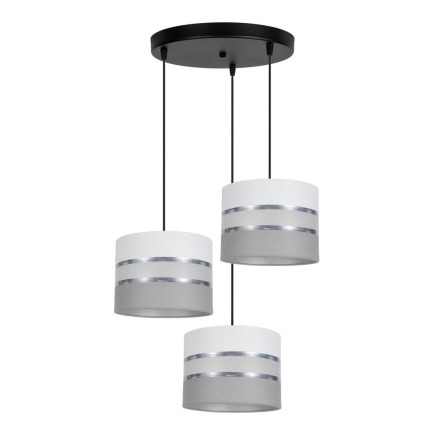 Chandelier on a string CORAL 3xE27/60W/230V white/grey