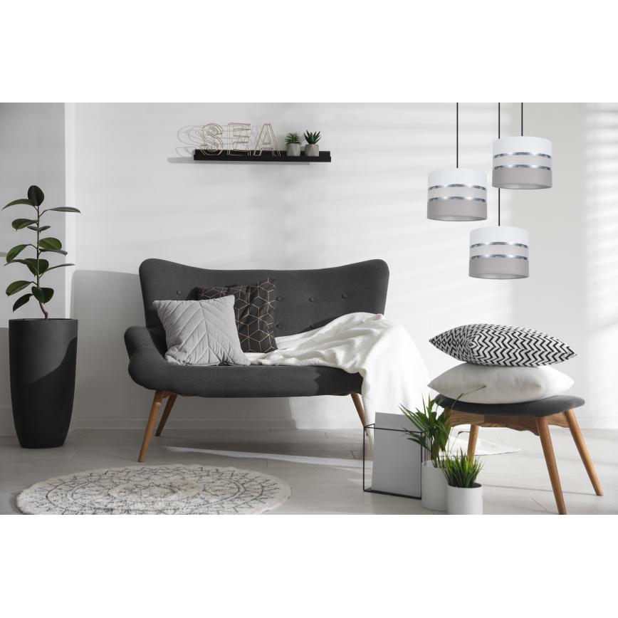 Chandelier on a string CORAL 3xE27/60W/230V white/grey