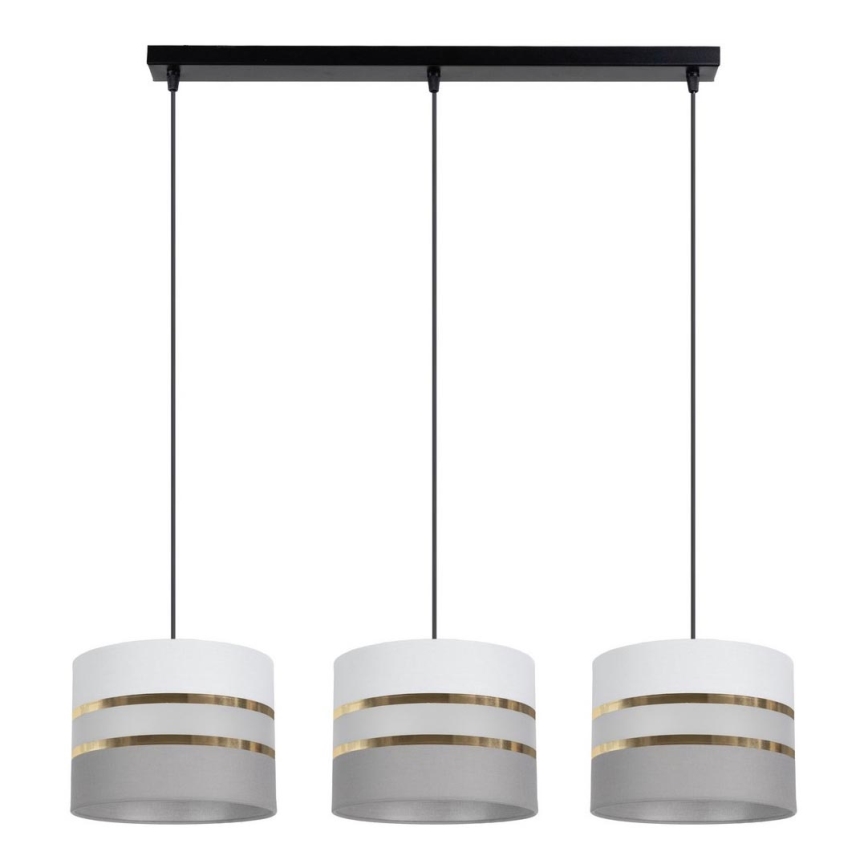 Chandelier on a string CORAL 3xE27/60W/230V white/grey