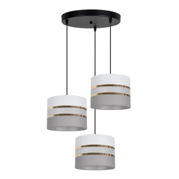 Chandelier on a string CORAL 3xE27/60W/230V white/grey