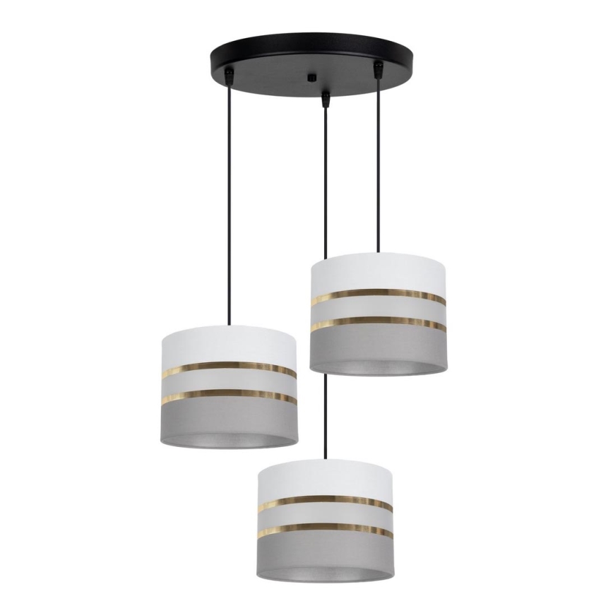 Chandelier on a string CORAL 3xE27/60W/230V white/grey