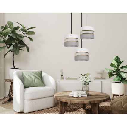 Chandelier on a string CORAL 3xE27/60W/230V white/grey