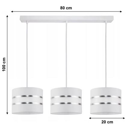 Chandelier on a string CORAL 3xE27/60W/230V white