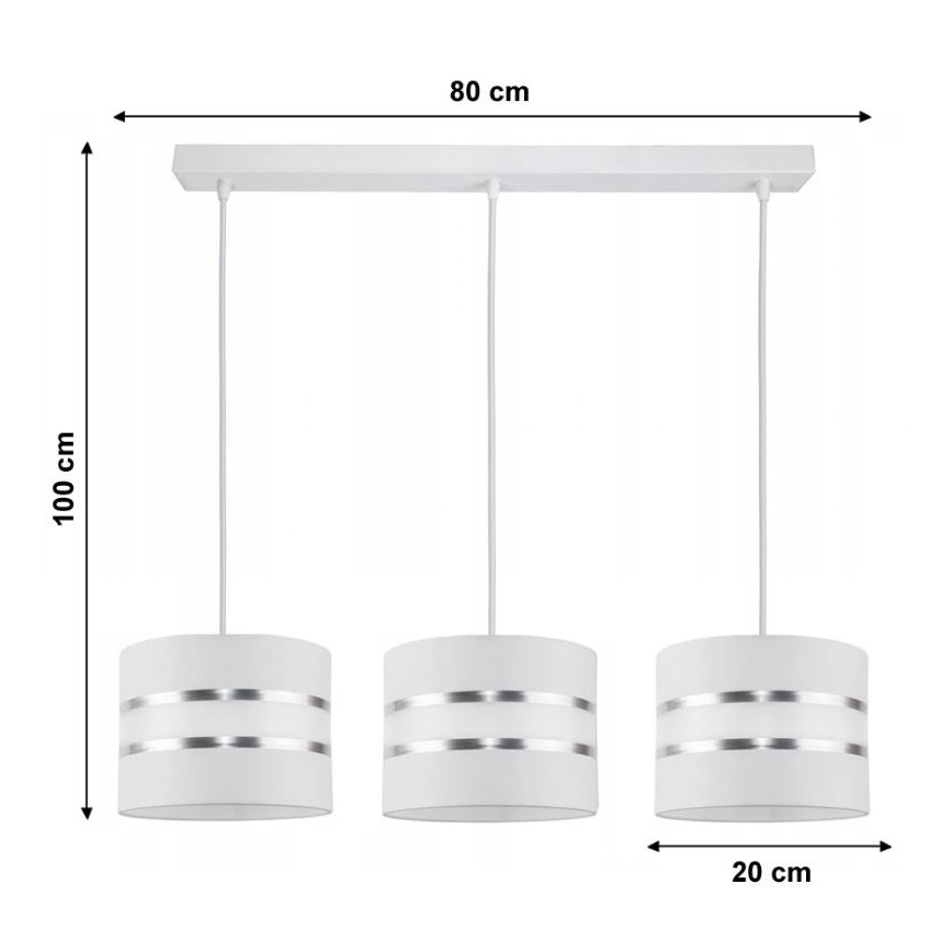 Chandelier on a string CORAL 3xE27/60W/230V white