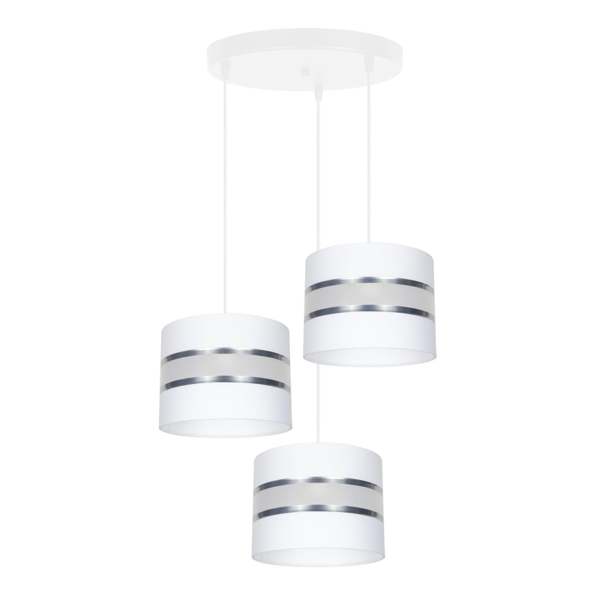 Chandelier on a string CORAL 3xE27/60W/230V white/matte chrome d. 45 cm
