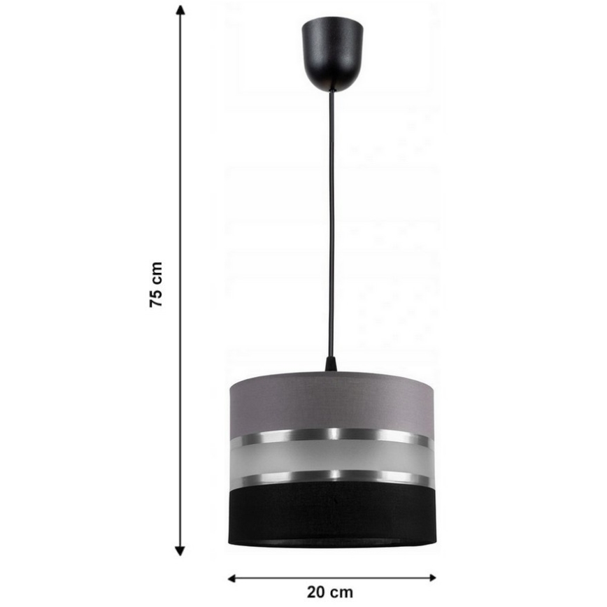 Chandelier on a string CORAL S 1xE27/60W/230V black and grey