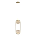 Chandelier on a string CORDEL 2xG9/28W/230V brass/smoky beige