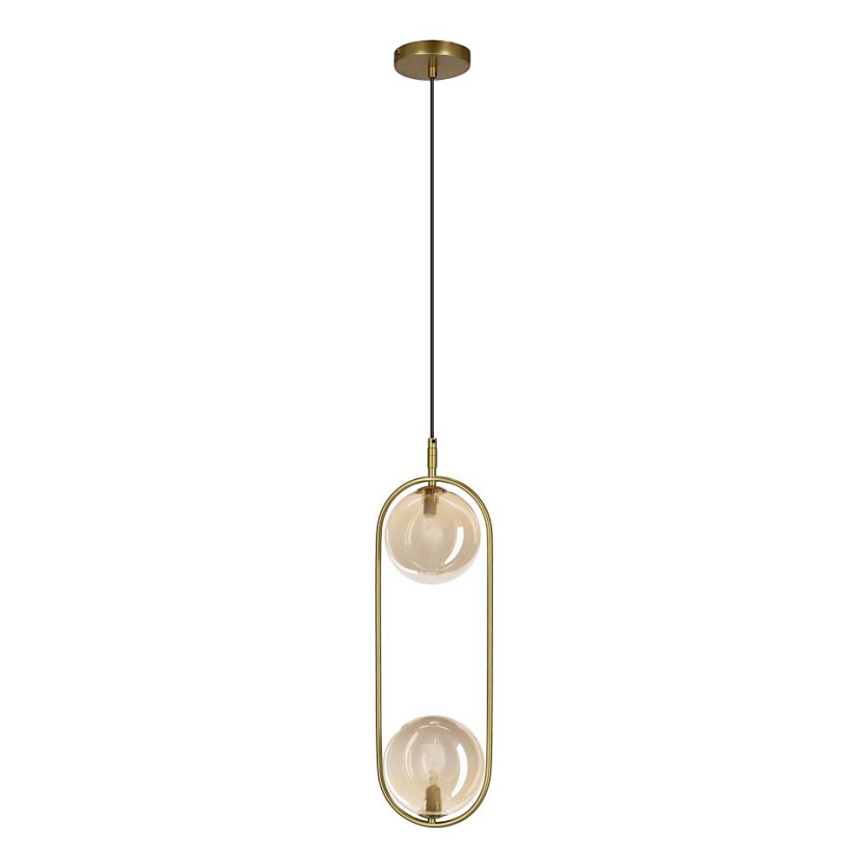 Chandelier on a string CORDEL 2xG9/28W/230V brass/smoky beige