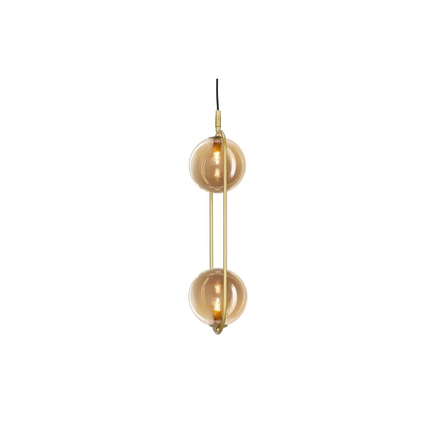 Chandelier on a string CORDEL 2xG9/28W/230V brass/smoky beige