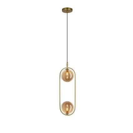 Chandelier on a string CORDEL 2xG9/28W/230V brass/smoky beige