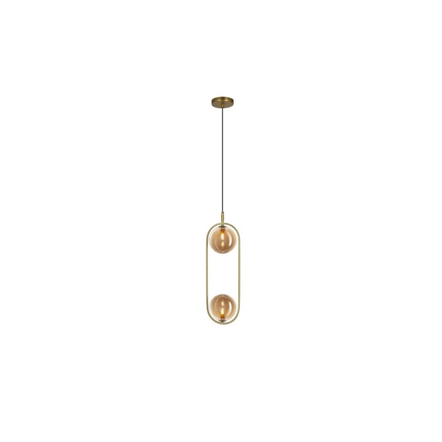 Chandelier on a string CORDEL 2xG9/28W/230V brass/smoky beige