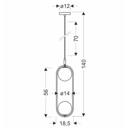 Chandelier on a string CORDEL 2xG9/28W/230V brass/smoky beige