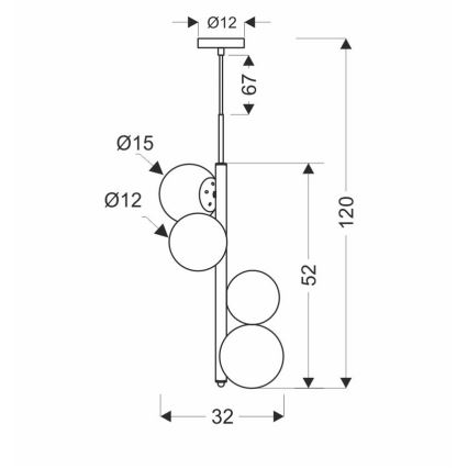 Chandelier on a string CORDEL 4xG9/20W/230V golden