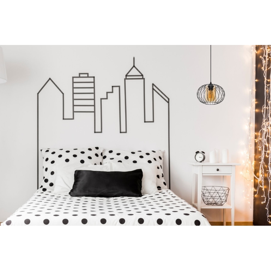 Chandelier on a string CORRINI 1xE27/60W/230V d. 25 cm black/beige