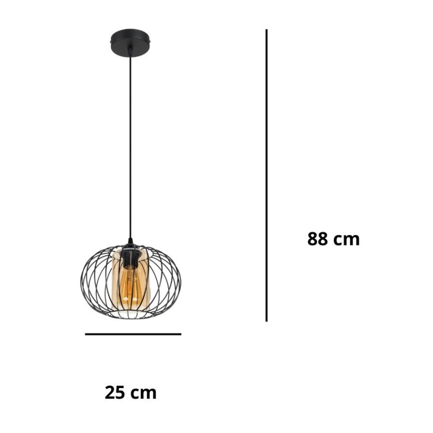 Chandelier on a string CORRINI 1xE27/60W/230V d. 25 cm black/beige