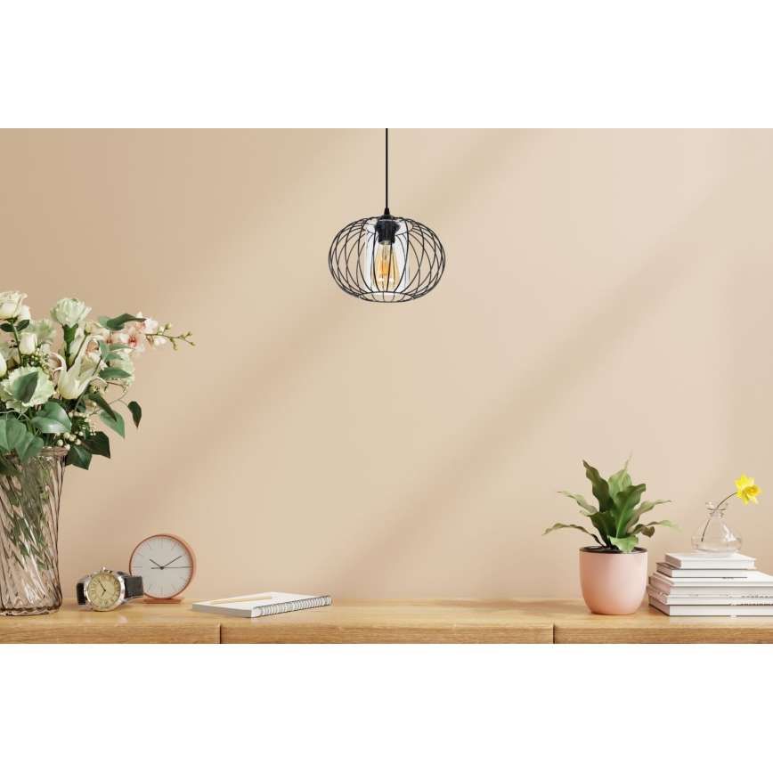 Chandelier on a string CORRINI 1xE27/60W/230V d. 25 cm black/clear