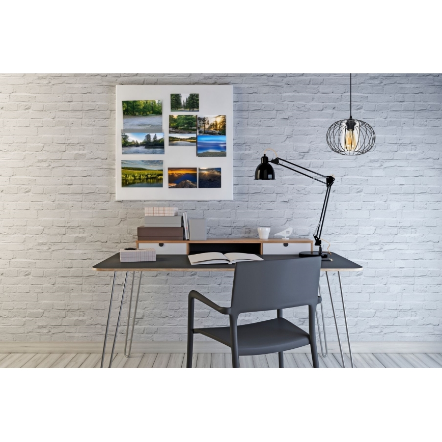 Chandelier on a string CORRINI 1xE27/60W/230V d. 25 cm black/clear