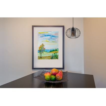 Chandelier on a string CORRINI 1xE27/60W/230V d. 25 cm black/grey