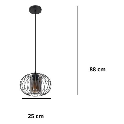 Chandelier on a string CORRINI 1xE27/60W/230V d. 25 cm black/grey