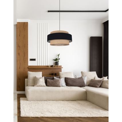 Chandelier on a string CORSA 1xE27/60W/230V black/beige