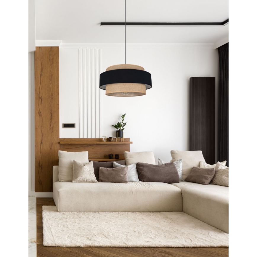 Chandelier on a string CORSA 1xE27/60W/230V black/beige