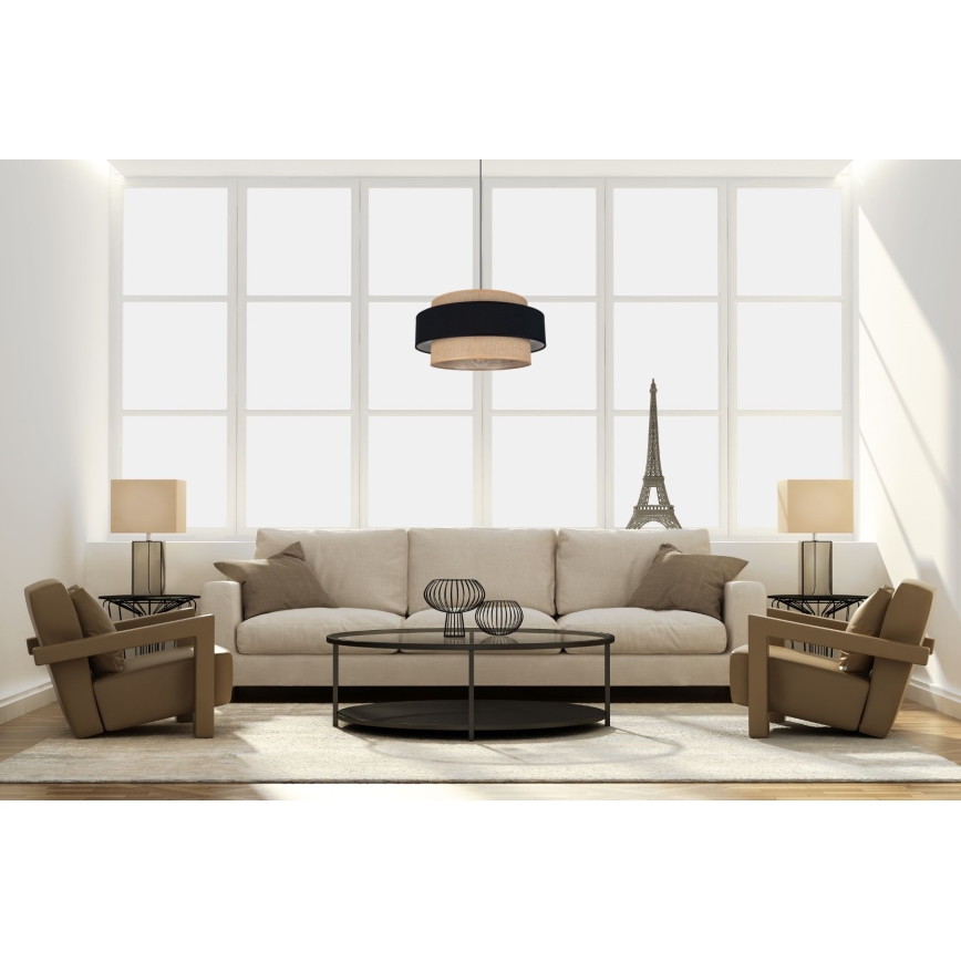 Chandelier on a string CORSA 1xE27/60W/230V black/beige