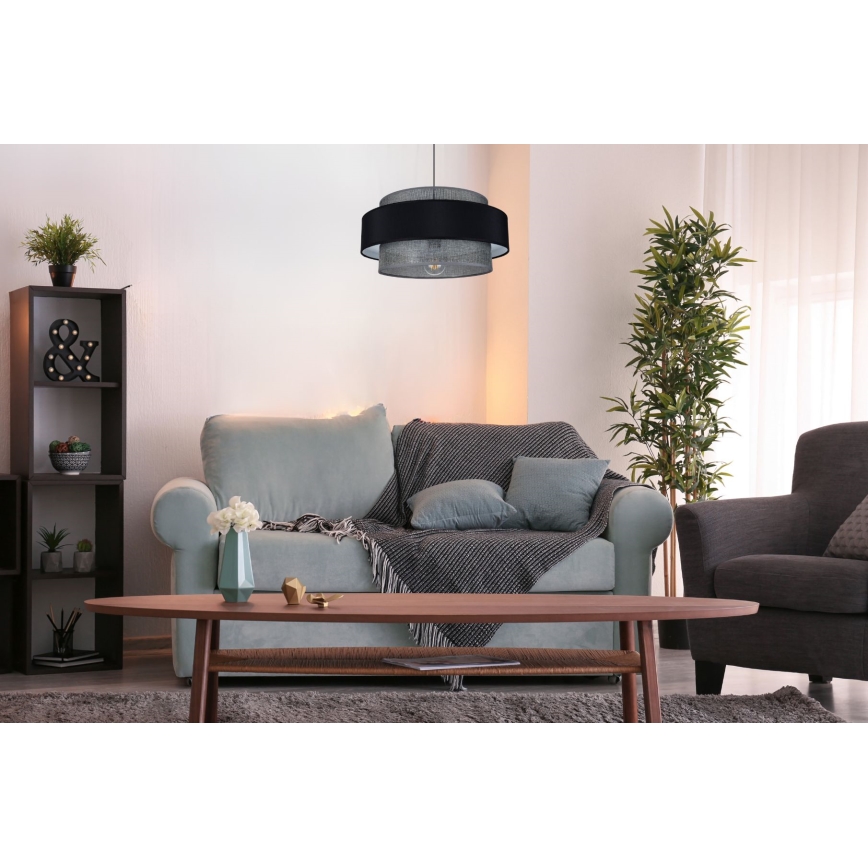 Chandelier on a string CORSA 1xE27/60W/230V black/grey