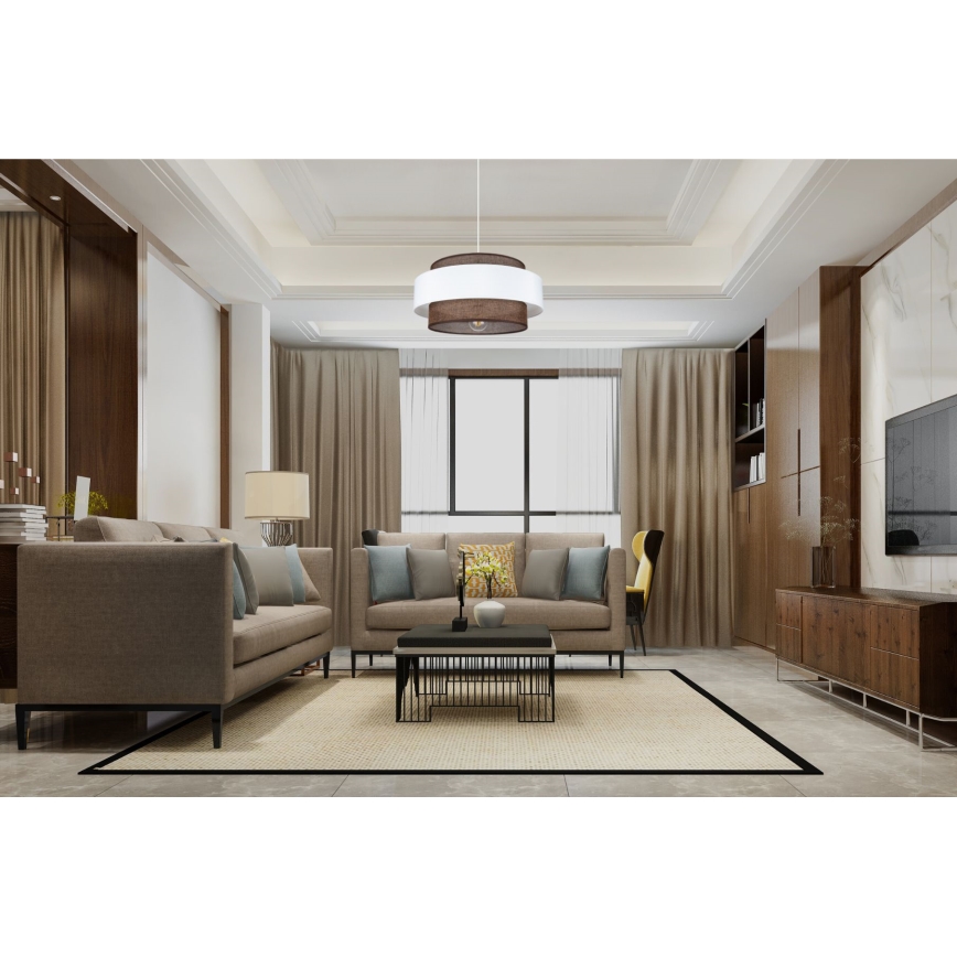 Chandelier on a string CORSA 1xE27/60W/230V white/brown