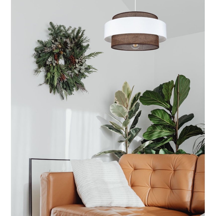 Chandelier on a string CORSA 1xE27/60W/230V white/brown