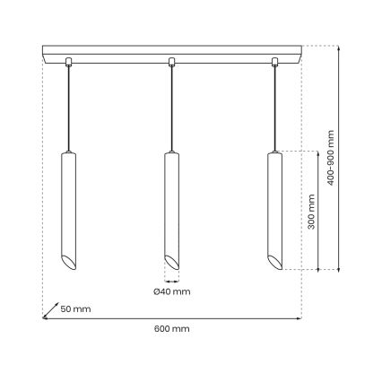 Chandelier on a string CORTE 3xGU10/8W/230V black