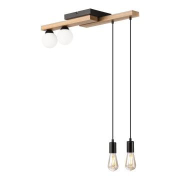 Chandelier on a string CORTINA 2xE27/15W/230V + 2xG9/5W/230V black/oak
