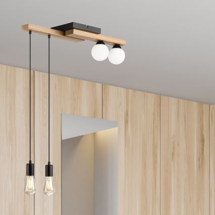 Chandelier on a string CORTINA 2xE27/15W/230V + 2xG9/5W/230V black/oak