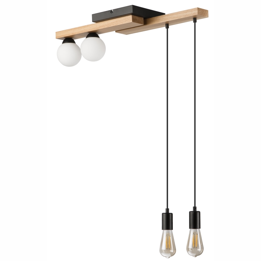 Chandelier on a string CORTINA 2xE27/15W/230V + 2xG9/5W/230V black/oak