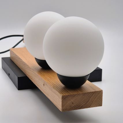 Chandelier on a string CORTINA 2xE27/15W/230V + 2xG9/5W/230V black/oak