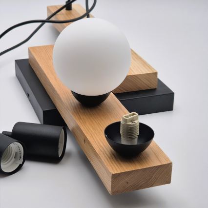Chandelier on a string CORTINA 2xE27/15W/230V + 2xG9/5W/230V black/oak