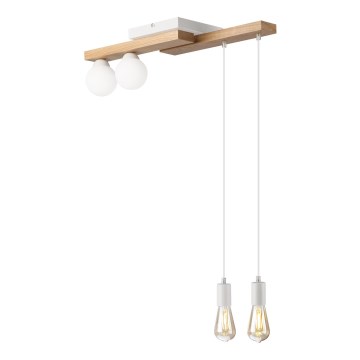 Chandelier on a string CORTINA 2xE27/15W/230V + 2xG9/5W/230V white/oak