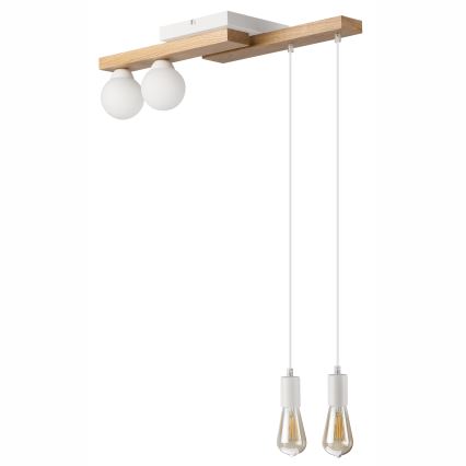 Chandelier on a string CORTINA 2xE27/15W/230V + 2xG9/5W/230V white/oak